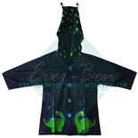 PVC baby raincoat-vinyl Rain jacket with animal pattern-PVC raincoat for kids-shiny rain mac